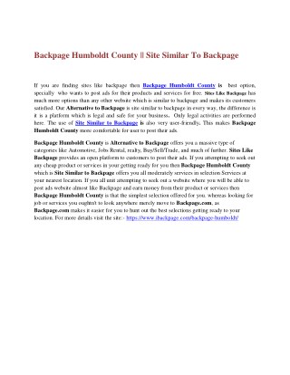 Backpage Humboldt County || Site Similar To Backpage