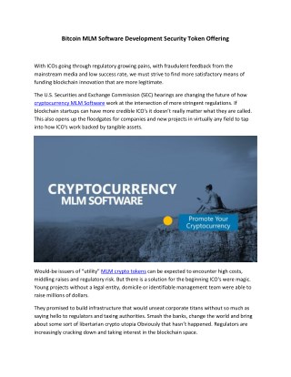 Bitcoin MLM Software Development Security Token Offering