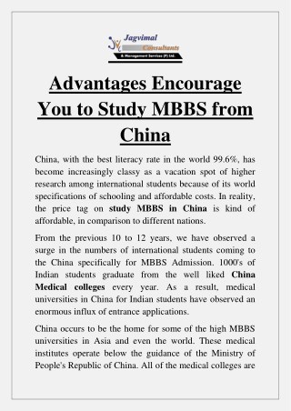 Advantages Encourage You to Study MBBS from China