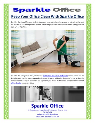 Keep Your Office Clean With Sparkle Office