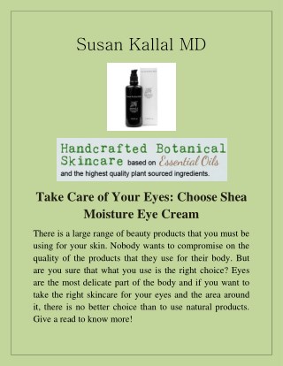 Take Care of Your Eyes: Choose Shea Moisture Eye Cream