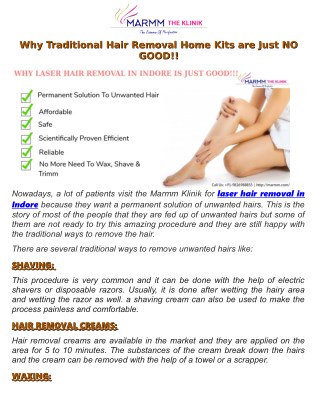 Why Laser Hair Removal in Indore is Good As Compared to Traditional Techniques