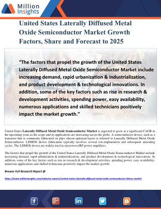 United States Laterally Diffused Metal Oxide Semiconductor Market Growth Factors, Share and Forecast to 2025