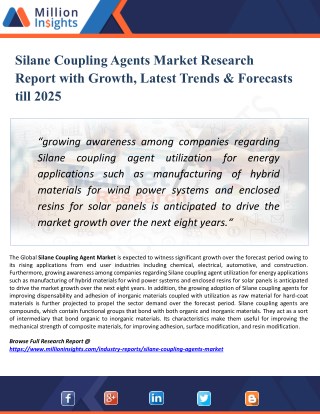 Silane Coupling Agents Market Forecasting to Development Ratio with Huge Marginal Revenue Analysis Detailing by 2025