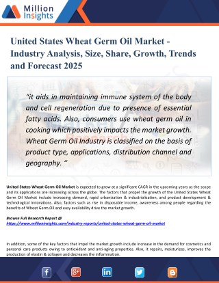 United States Wheat Germ Oil Market Supplier, Competition by Manufacturers and Competitor Analysis to 2025 Forecast