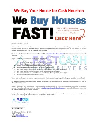 We Buy Houses in Houston and Austin Companies – Are They Credible