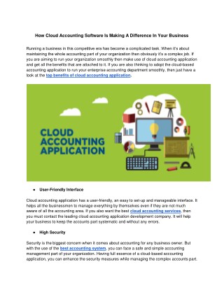 How Cloud Accounting Software Is Making A Difference In Your Business