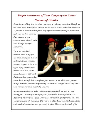 Proper Assessment of Your Company can Lower Chances of Disaster