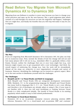 Read Before You Migrate from Microsoft Dynamics AX to Dynamics 365