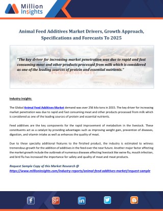 Animal Feed Additives Market Drivers, Growth Approach, Specifications and Forecasts To 2025