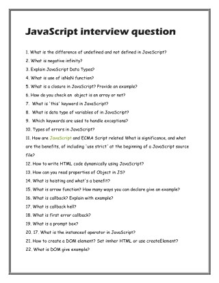 Javascript interview question | Web developer online training