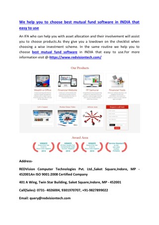 We help you to choose best mutual fund software in INDIA that easy to use