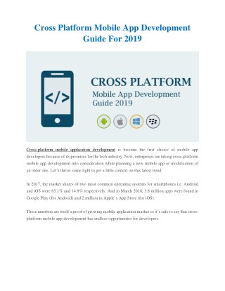 Cross Platform Mobile App Development Guide For 2019