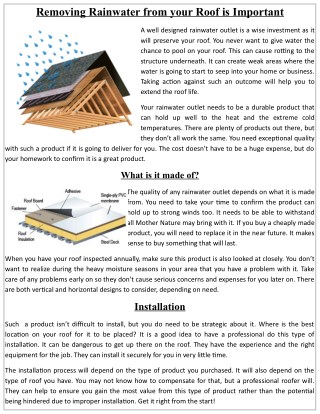 Removing Rainwater from your Roof is Important