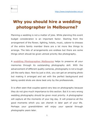Why you should hire a wedding photographer in Melbourne