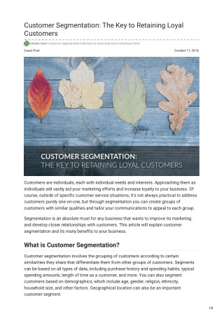 Customer Segmentation: The Key to Retaining Loyal Customers