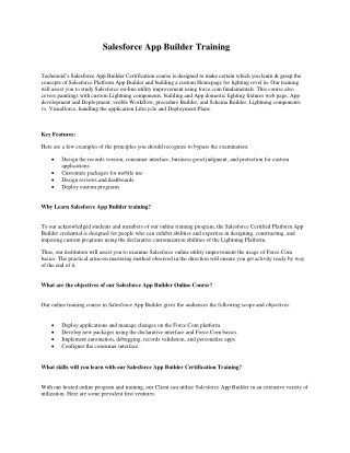 Online Salesforce App Builder Training With Techenoid