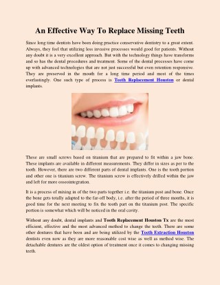 An Effective Way To Replace Missing Teeth