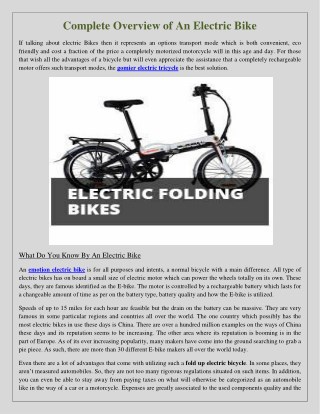 Complete Overview of An Electric Bike