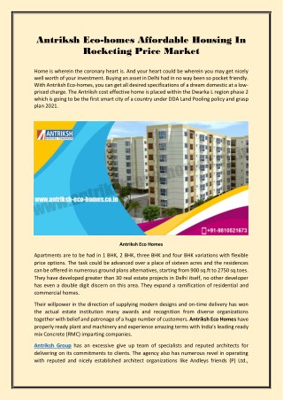 Antriksh Eco-homes Affordable Housing In Rocketing Price Market