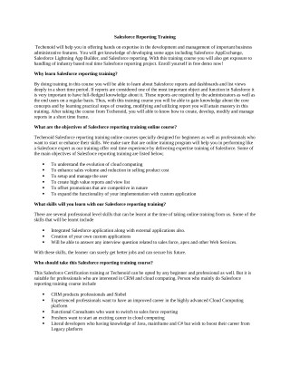 Salesforce Reporting Training