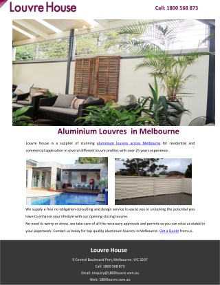 Aluminium Louvres in Melbourne