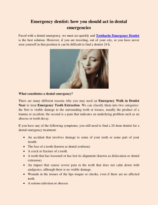 Emergency dentist how you should act in dental emergencies