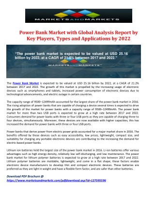 Power Bank Market with Global Analysis Report by Key Players, Types and Applications by 2022