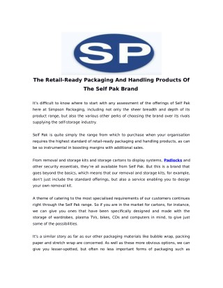 The Retail-Ready Packaging And Handling Products Of The Self Pak Brand