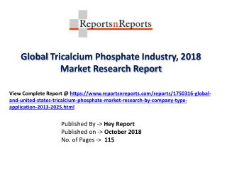 Global Tricalcium Phosphate Market 2018 Recent Development and Future Forecast