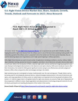 U.S. Night Vision Device Market Size, Application Analysis and Regional Outlook Report