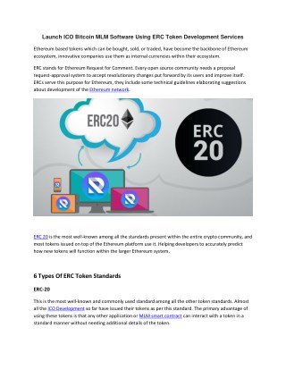 Launch ICO Bitcoin MLM Software Using ERC Token Development Services