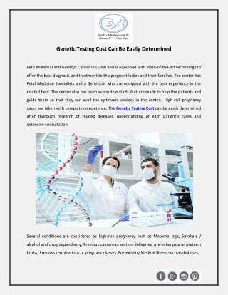 Genetic Testing Cost Can Be Easily Determined