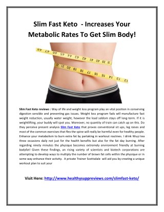Slimfast Keto - Eliminate Excess Belly Fat Quickly !