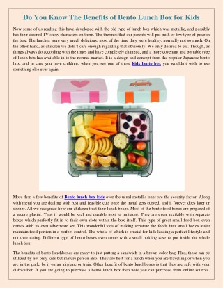 Do You Know The Benefits of Bento Lunch Box for Kids