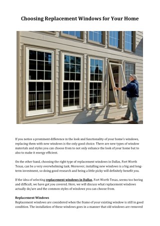 Choosing Replacement Windows for Your Home