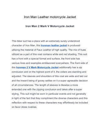Iron Man Leather motorcycle Jacket