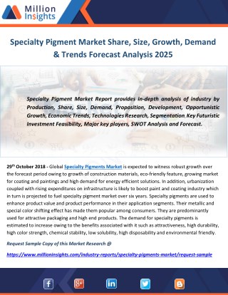 Specialty Pigment Market Share, Size, Growth, Demand & Trends Forecast Analysis 2025