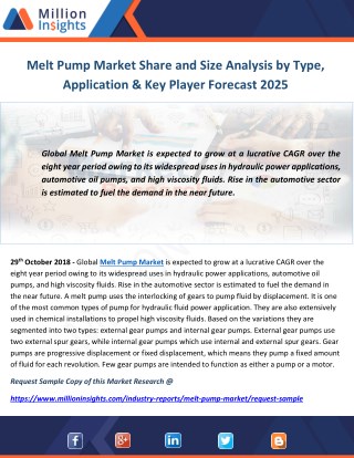 Melt Pump Market Share and Size Analysis by Type, Application & Key Player Forecast 2025