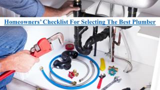 Homeowners’ Checklist For Selecting The Best Plumber