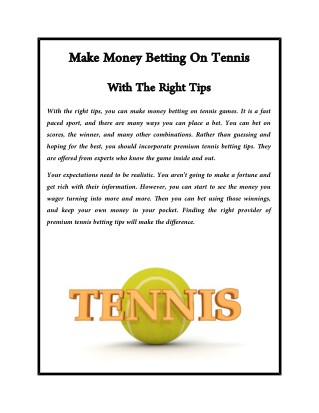 Make Money Betting on Tennis with the Right Tips