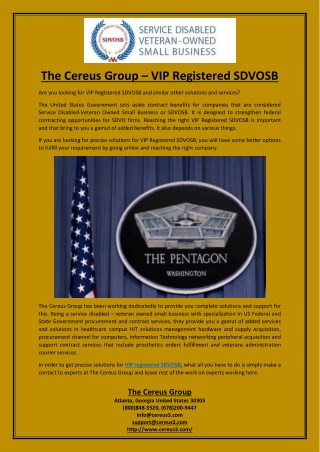 The Cereus Group – VIP Registered SDVOSB