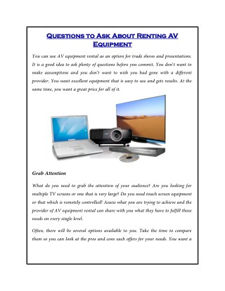 Questions to Ask About Renting AV Equipment