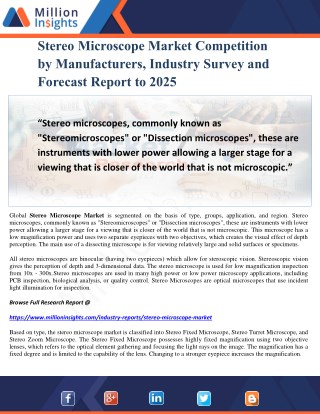 Stereo Microscope Market Competition by Manufacturers, Industry Survey and Forecast Report to 2025