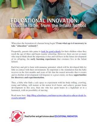 EDUCATIONAL INNOVATION: Educate to be, from the Infant School