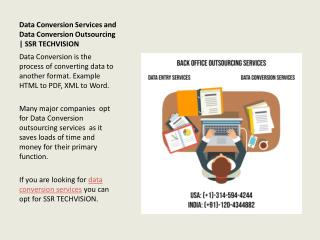 Avail Top Quality Data Conversion Services and Outsourcing – SSR TECHVISION