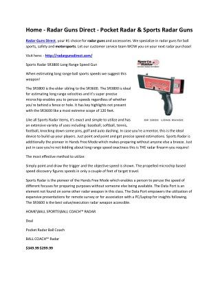 Home - Radar Guns Direct - Pocket Radar & Sports Radar Guns