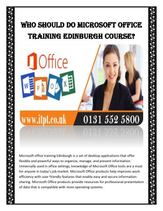 Who Should do Microsoft Office Training Edinburgh Course?