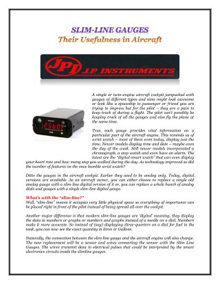 SLIM-LINE GAUGES Their Usefulness in Aircraft