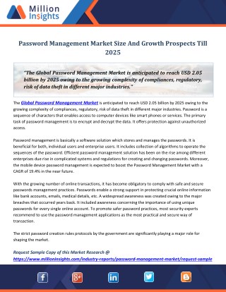 Password Management Market Size And Growth Prospects Till 2025
